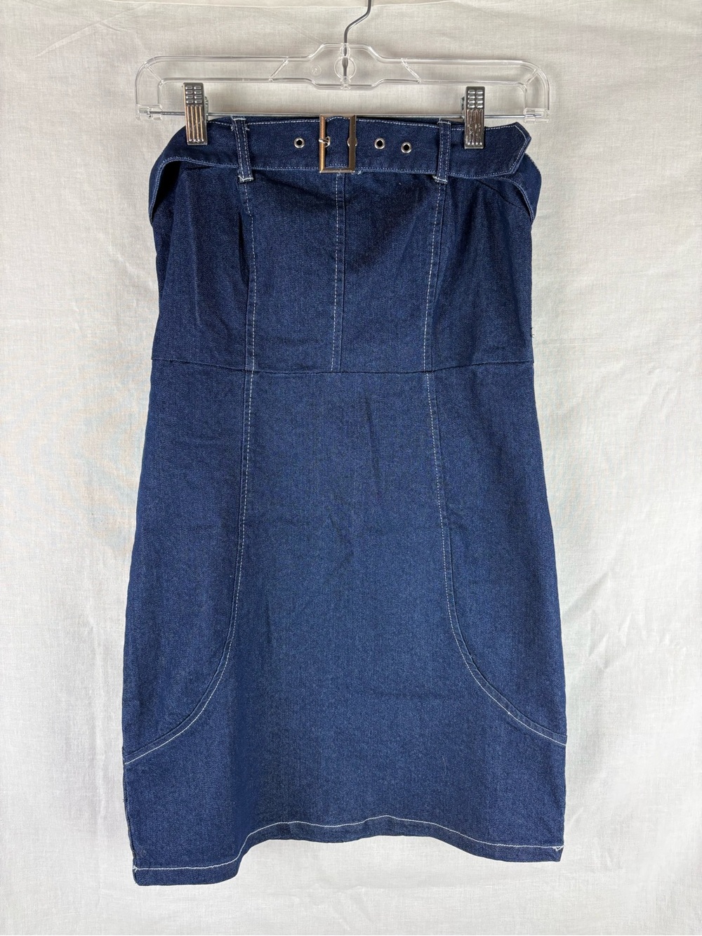 NWT Stiletto's Strapless Dark Wash Buckle Mini Dress Size L